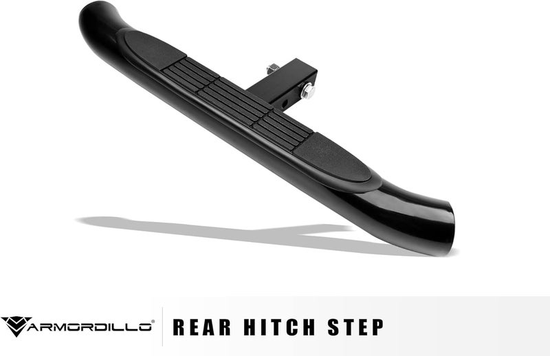 ARMORDILLO 3" Round Tubing Steel Hitch Step for Class 4 Trailer Hitch in Black|2" Hitch Receiver Step Gloss Black 8718698 - Image 2